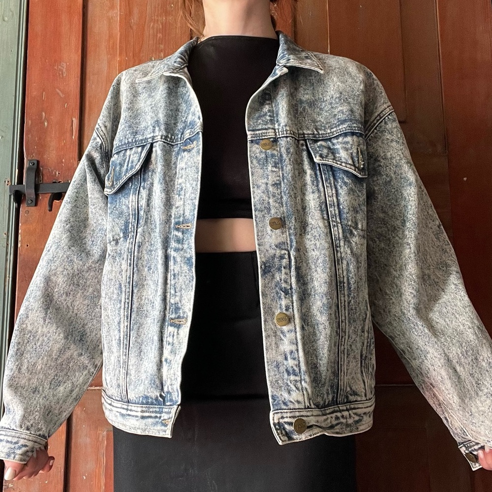 Stefano World Wide vintage acid wash denim jacket.